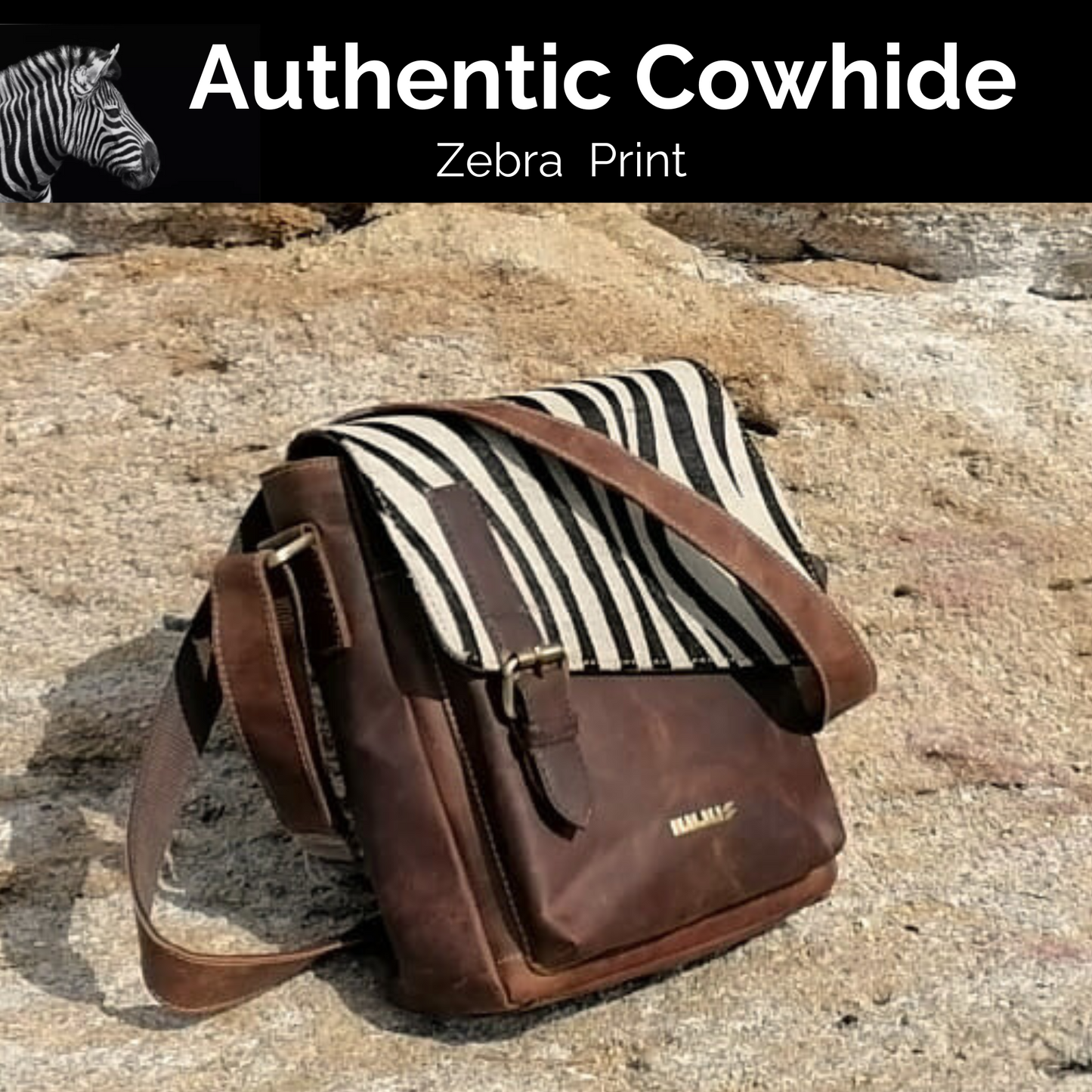 Zebra Print Cowhide Leather Bag - Stand out with wild style and organized grace