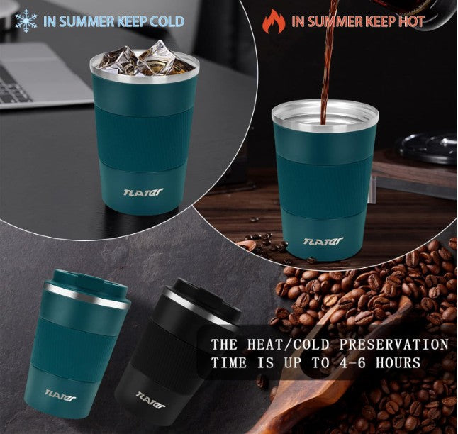 Tlater Coffee Mug to Go – 380 ml Thermobecher für unterwegs – Vakuumisolierter, doppelwandiger Edelstahl – Auslaufsicher