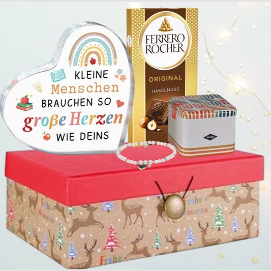 Christmas Gift Box for Teacher - 'Thank You' FOSSIL Bracelet & Heart Sign