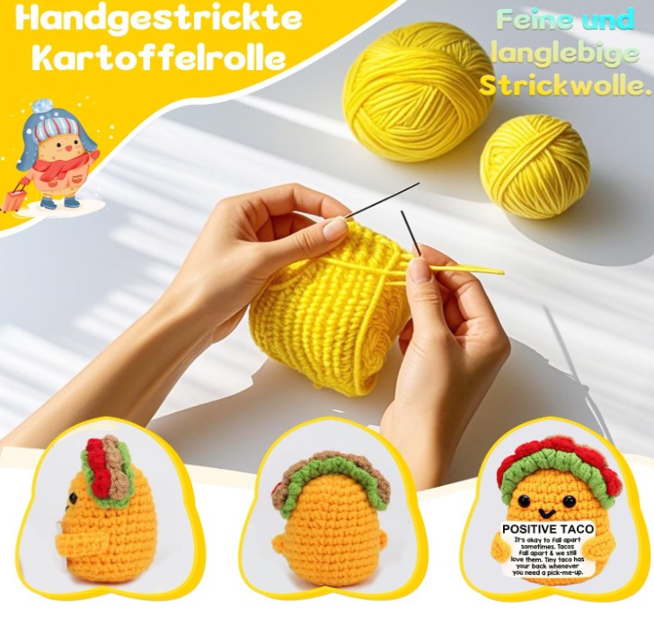 Mini-Taco zur emotionalen Unterstützung – Positiver Häkel-Taco