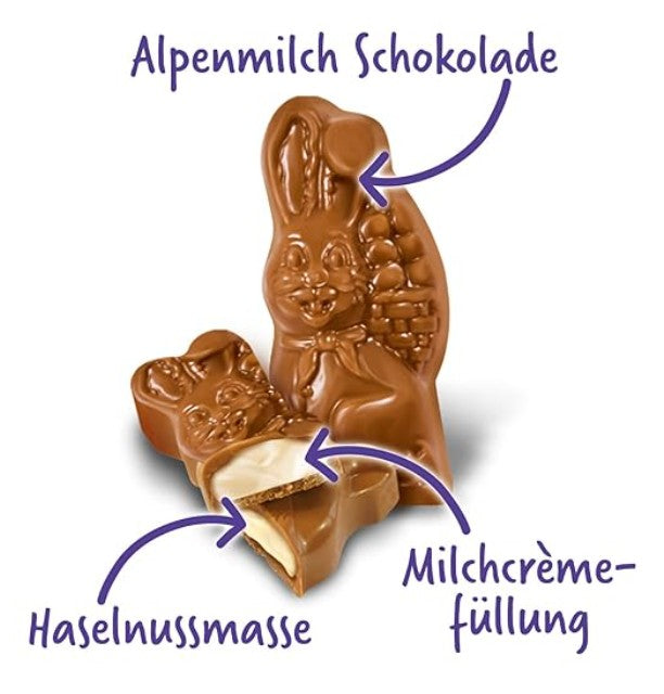 Milka Mini Smile Bunny Mix – Kleine Schokoladen-Osterhasen in drei Sorten: Alpenmilch, Milchcreme und Haselnusscreme – 120 g