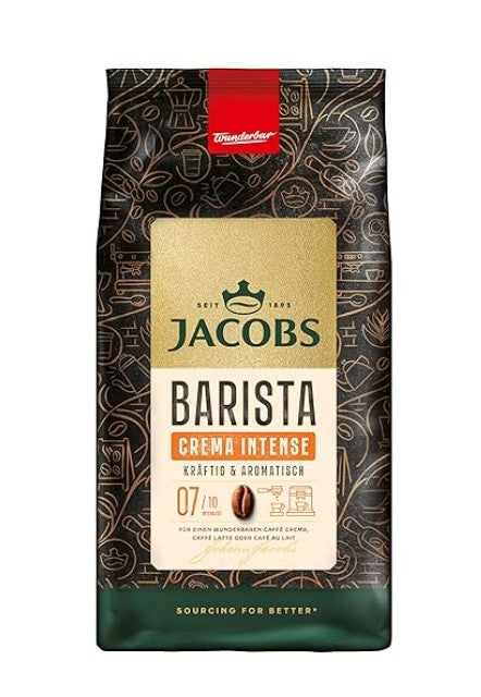 Jacobs Barista Crema Intense Coffee Beans - Dark Chocolate & Pecan - 1kg - Intensity 7/10