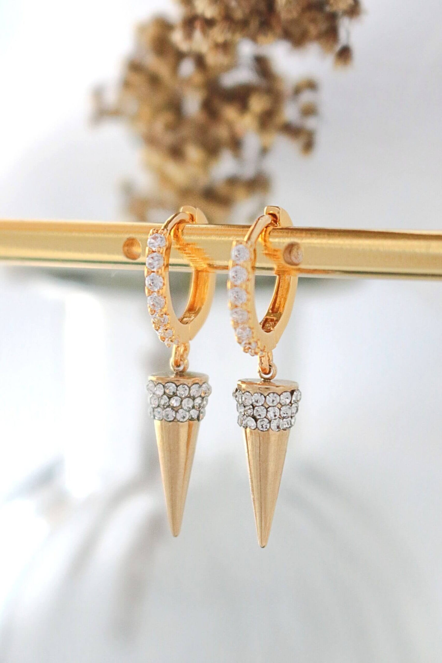 Geometric Cone Hoop Earrings 24K Gold Plated - Dazzle in Every Angle
