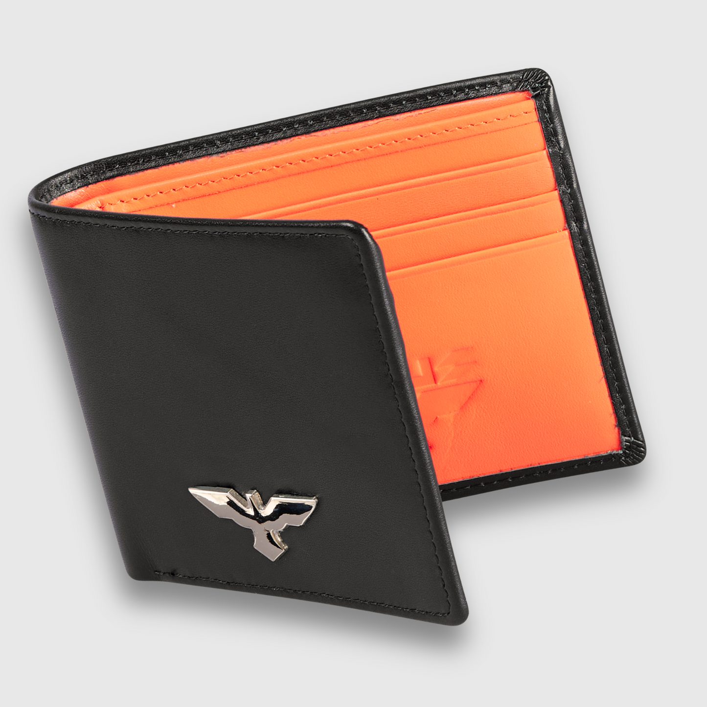 Genuine Leather Wallet with Orange Interior – Compact, Elegant & Secure