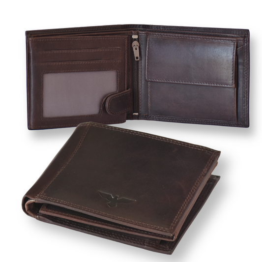 Classic Brown Leather Wallet - Timeless Design Meets Modern Security