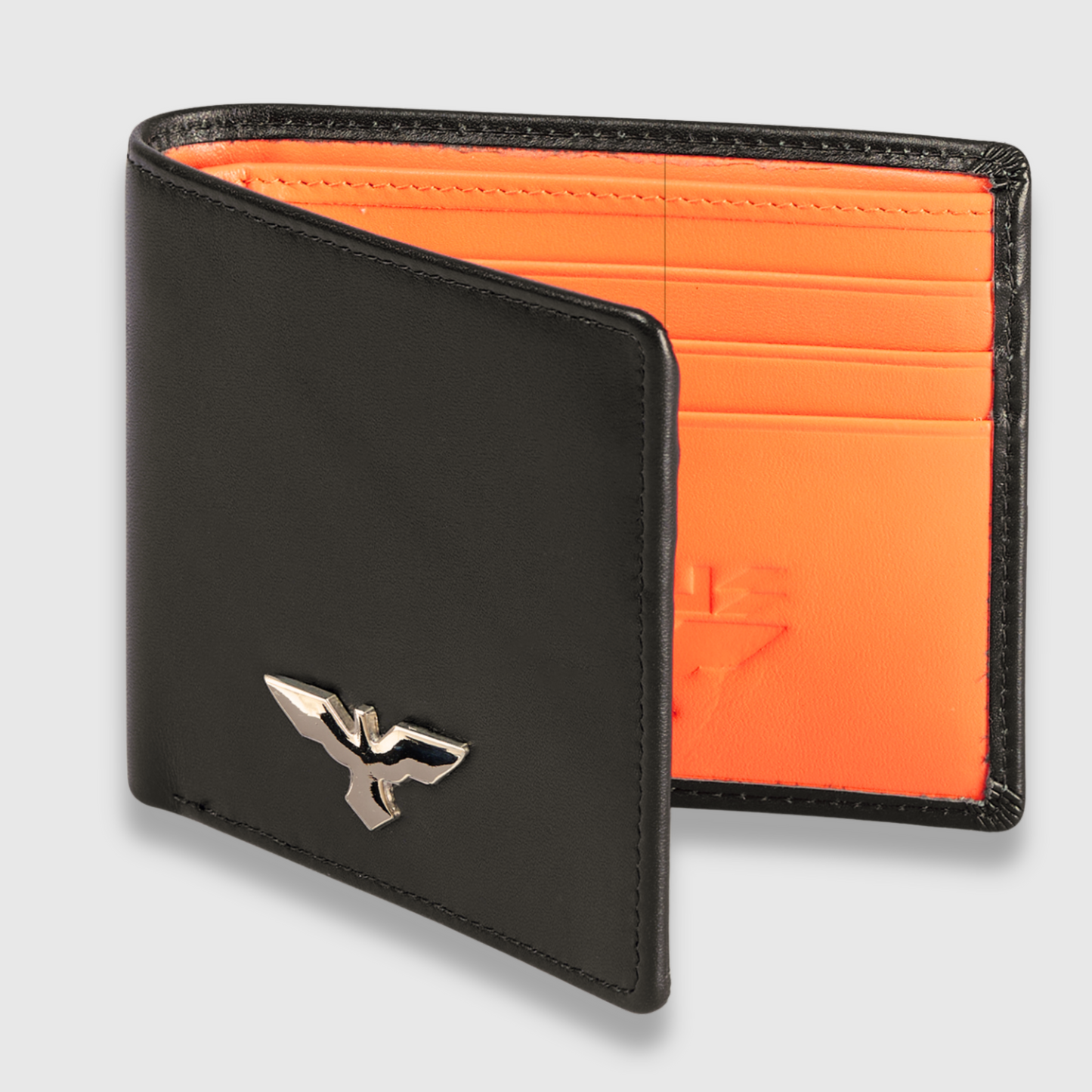 Genuine Leather Wallet with Orange Interior – Compact, Elegant & Secure