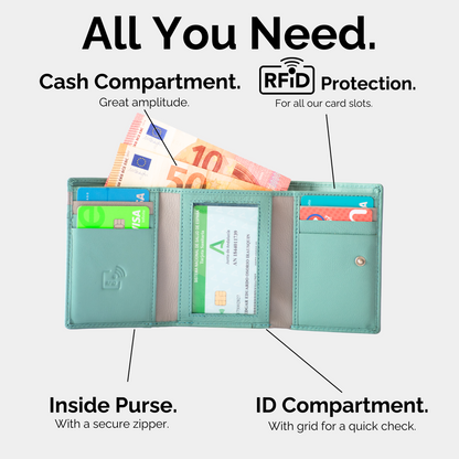 Elegant Navy Green Leather Wallet – Sophistication Meets Smart Organization