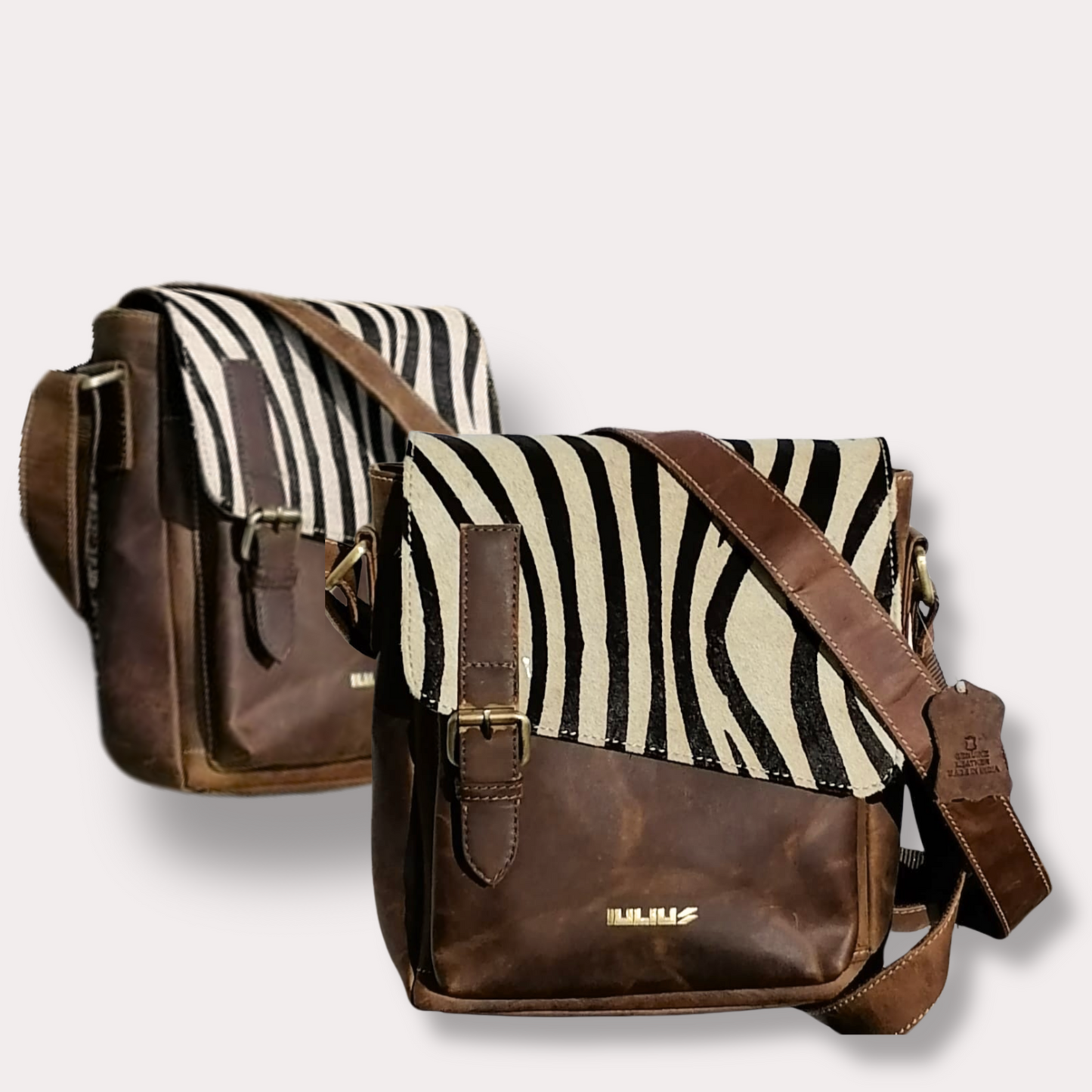 Zebra Print Cowhide Leather Bag - Stand out with wild style and organized grace