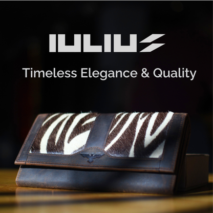 IULIUS Ledergeldbörse mit Zebramuster – kühne Eleganz trifft auf zeitlose Handwerkskunst