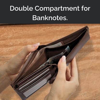 IULIUS Classic Coffee Brown Leather Wallet - Timeless Design with Modern Security