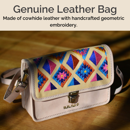 Light Pink Embroidered Leather Crossbody – Artisanal & Bold