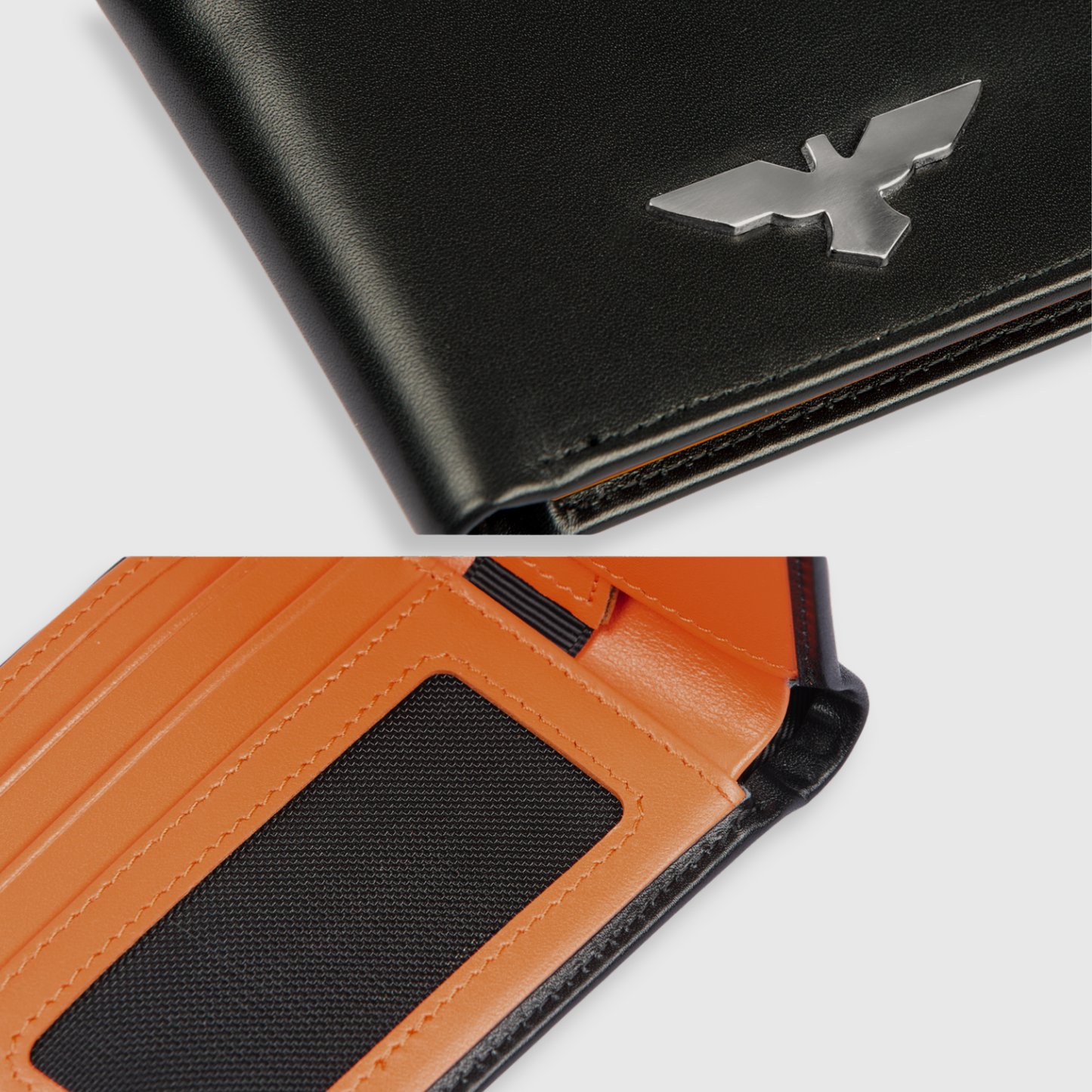 Genuine Leather Wallet with Orange Interior – Compact, Elegant & Secure