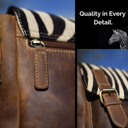 Zebra Print Cowhide Leather Bag - Stand out with wild style and organized grace