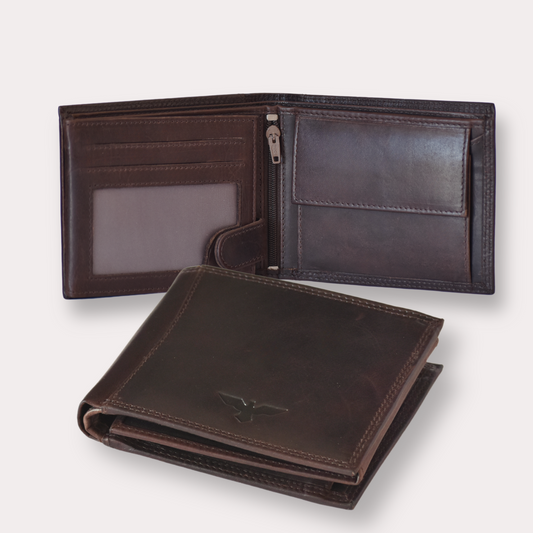 IULIUS Classic Coffee Brown Leather Wallet - Timeless Design with Modern Security