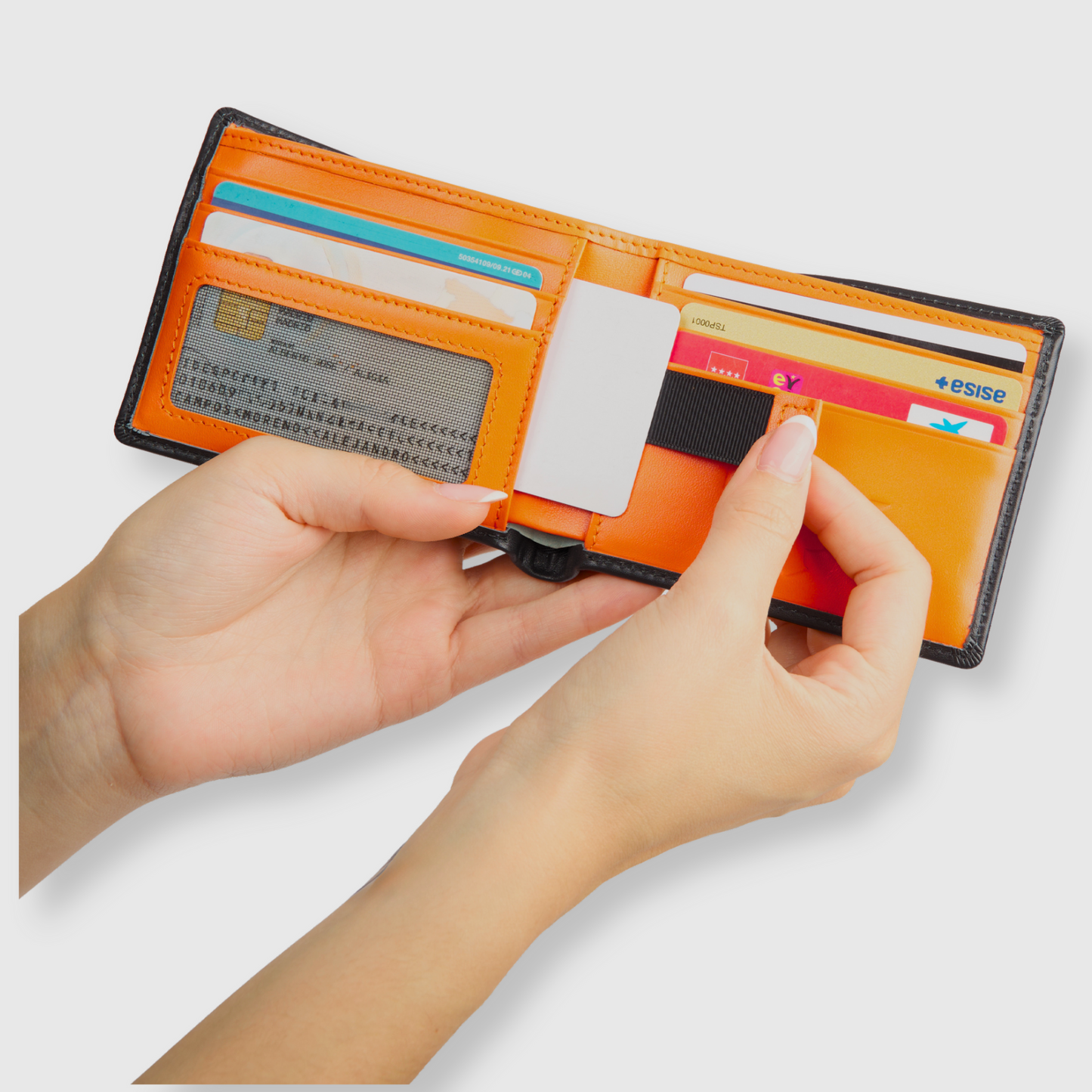 Genuine Leather Wallet with Orange Interior – Compact, Elegant & Secure