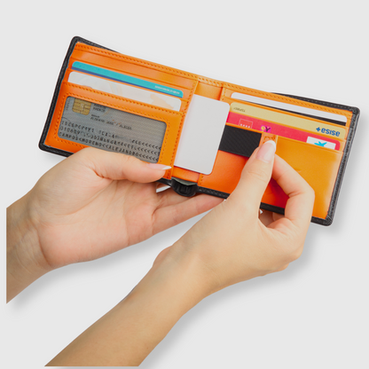 Genuine Leather Wallet with Orange Interior – Compact, Elegant & Secure