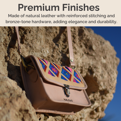 Light Pink Embroidered Leather Crossbody – Artisanal & Bold