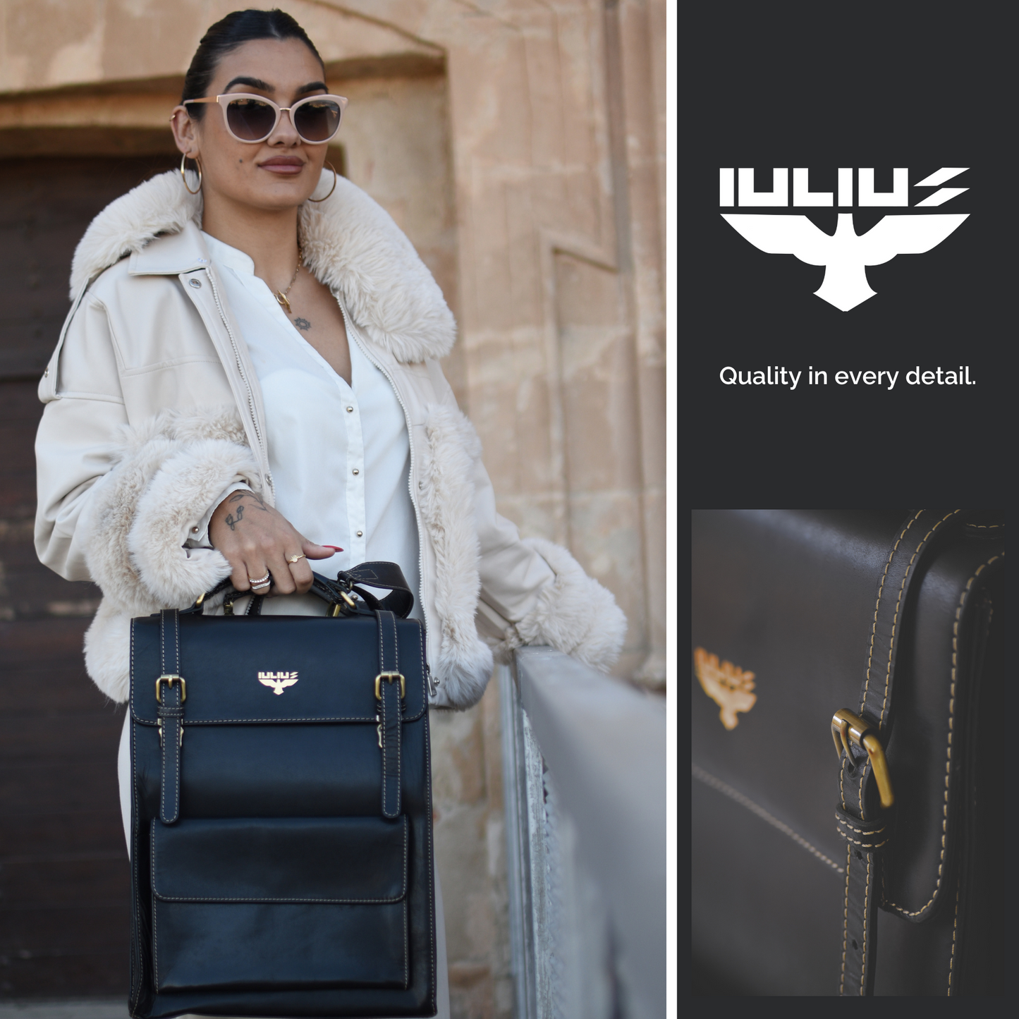 IULIUS Executive Rucksack aus schwarzem Leder – Professionelle Eleganz trifft auf Alltagstauglichkeit