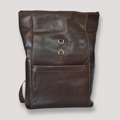 Classic Roll-Top Leather Laptop Backpack — Elegant Functionality for Everyday & Travel