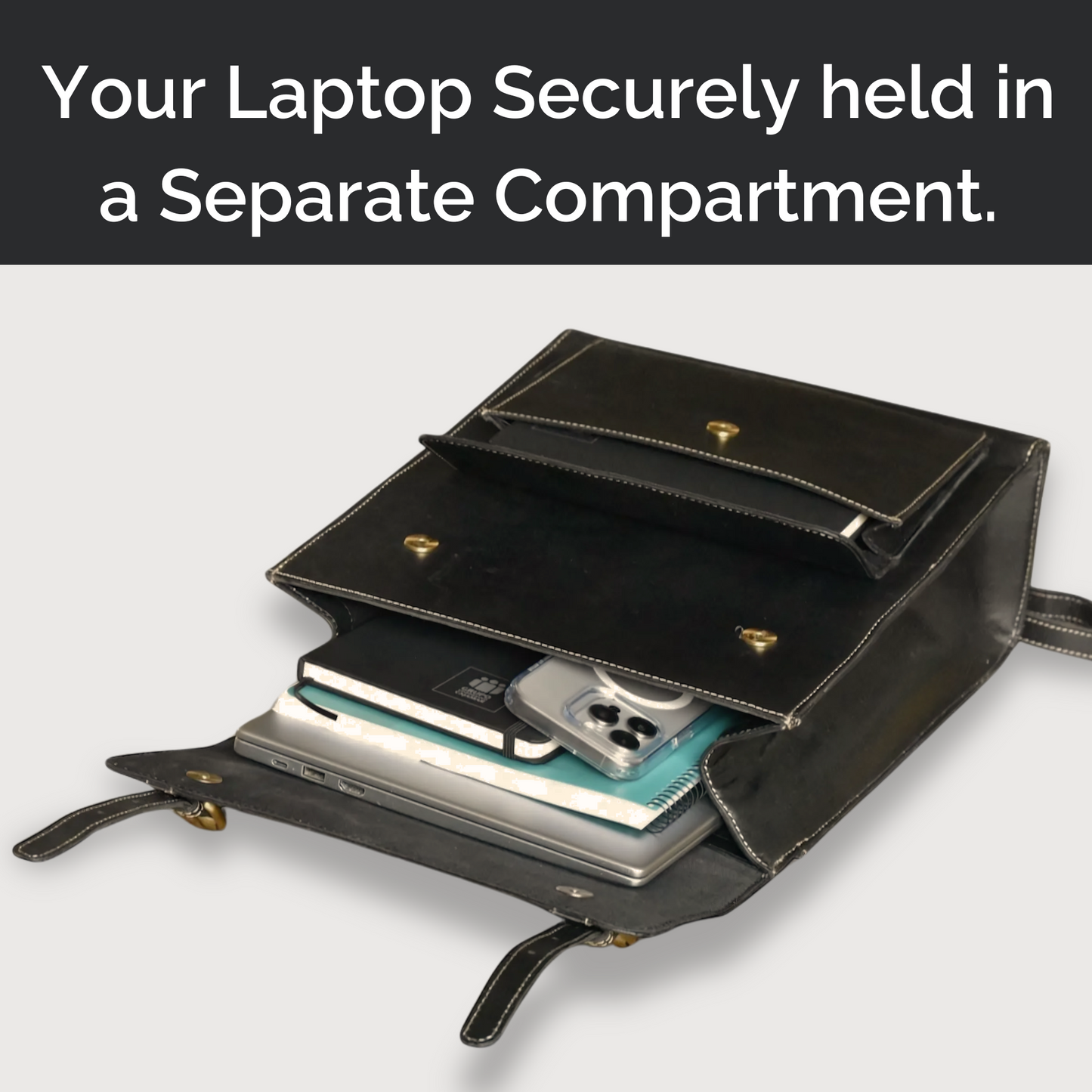 IULIUS Executive Rucksack aus schwarzem Leder – Professionelle Eleganz trifft auf Alltagstauglichkeit