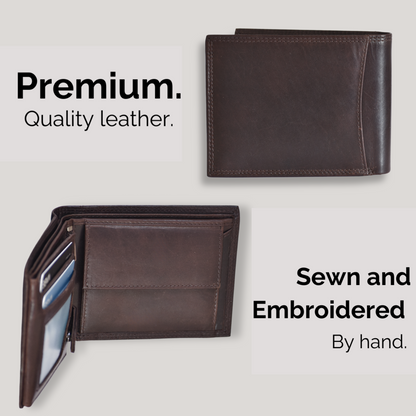 IULIUS Classic Coffee Brown Leather Wallet - Timeless Design with Modern Security