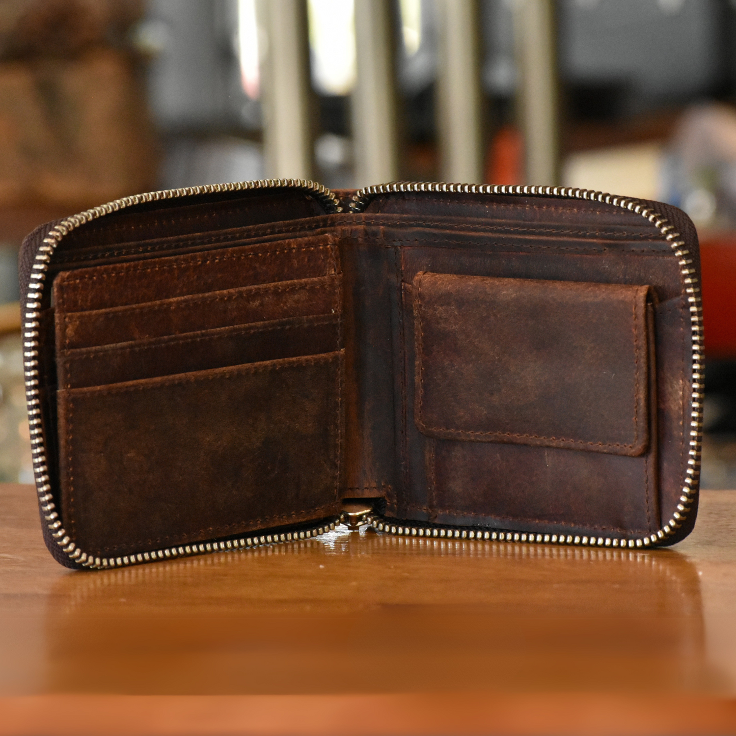 Full Grain Leather Zipper Wallet – Classic Style