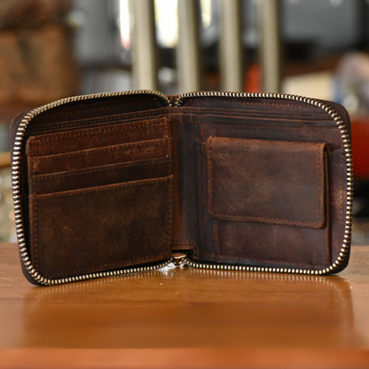 Full Grain Leather Zipper Wallet – Classic Style