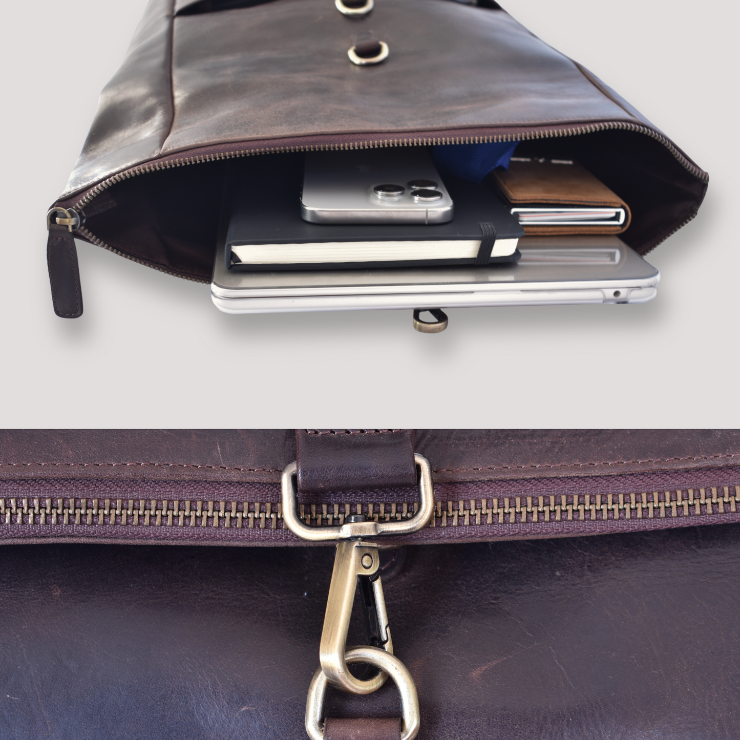 Classic Roll-Top Leather Laptop Backpack — Elegant Functionality for Everyday & Travel