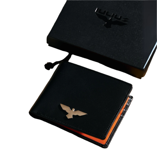 Genuine Leather Wallet with Orange Interior – Compact, Elegant & Secure