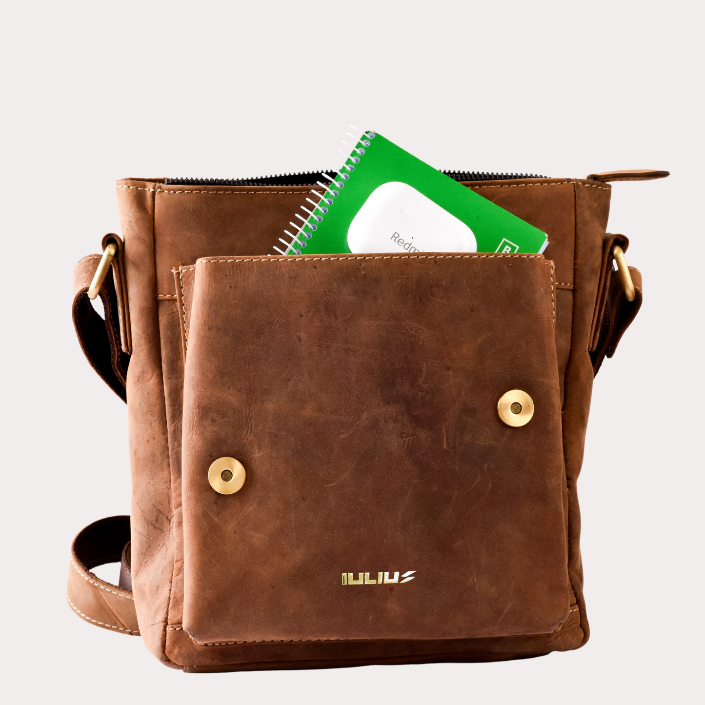 IULIUS Top Grain Genuine Leather Crossbody Bag - Stylish and Bold