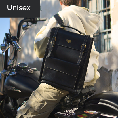 IULIUS Executive Rucksack aus schwarzem Leder – Professionelle Eleganz trifft auf Alltagstauglichkeit