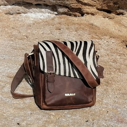 Zebra Print Cowhide Leather Bag - Stand out with wild style and organized grace