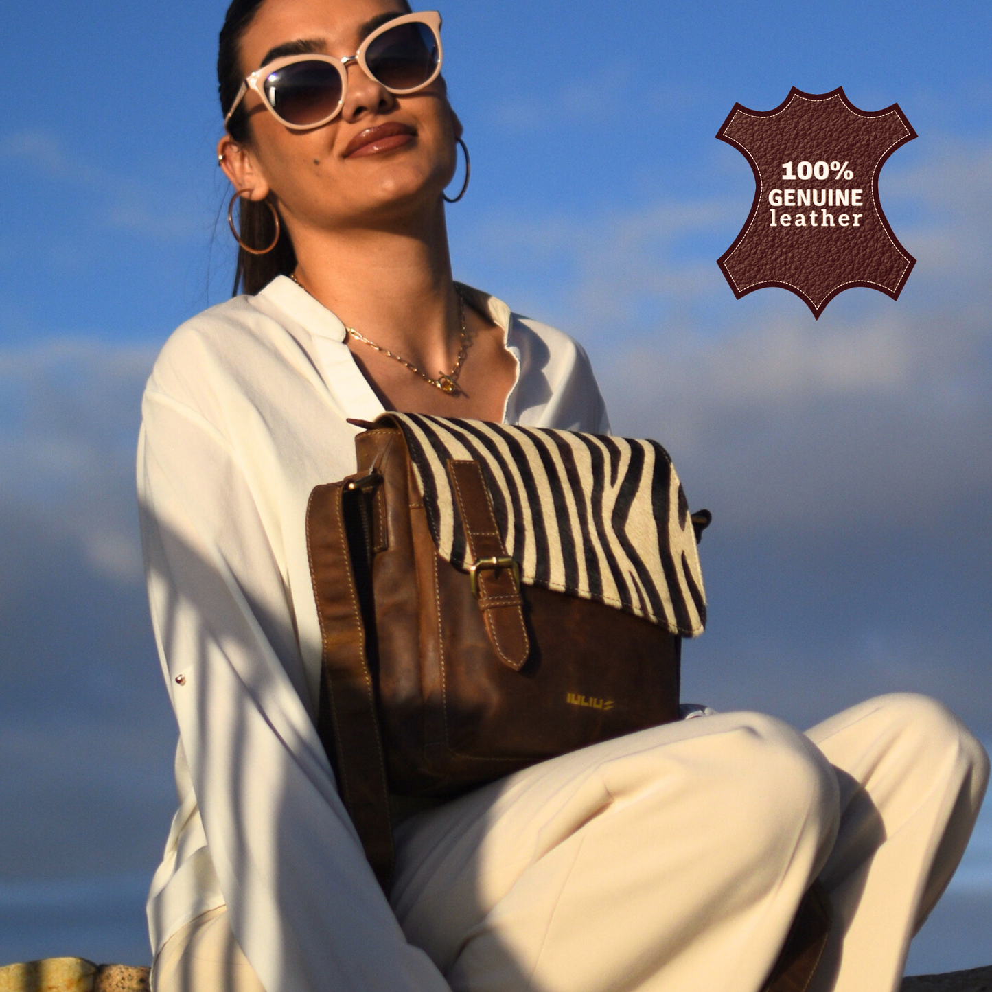 Zebra Print Cowhide Leather Bag - Stand out with wild style and organized grace