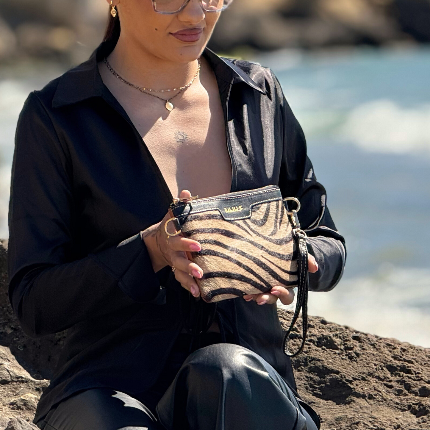 Zebra Print Leather Clutch — Wild Elegance, Refined Style