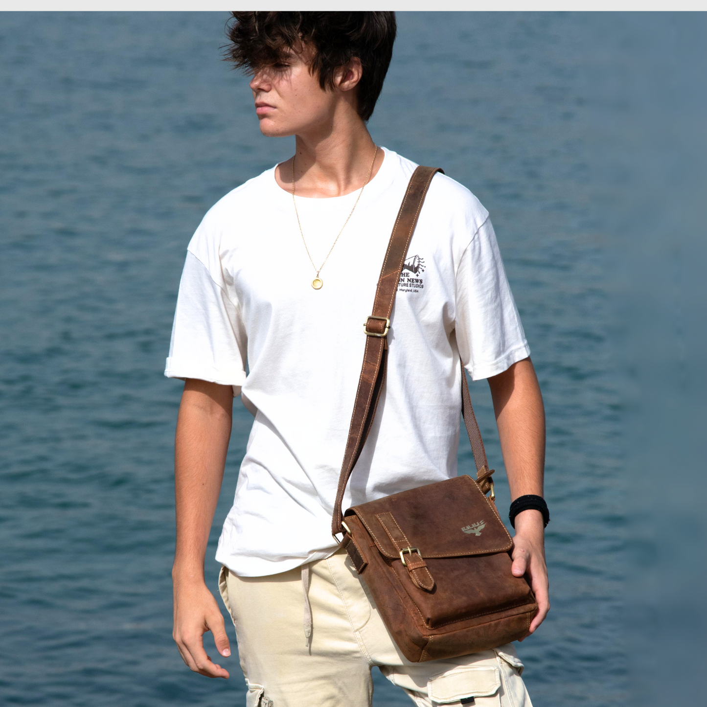 IULIUS Top Grain Genuine Leather Crossbody Bag - Stylish and Bold