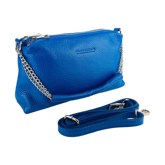 Renato Borzatta Royal Blue Double Zipper Handbag – Elegant Italian Craftsmanship