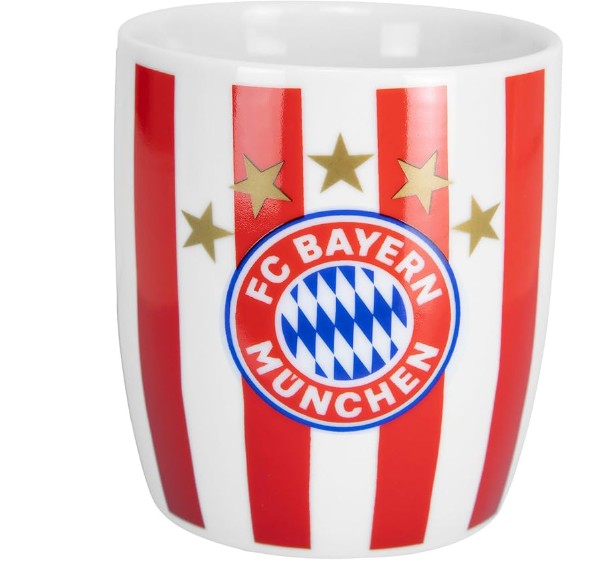 FC Bayern München Becher, gestreift, rot-weiß, 0,3 l