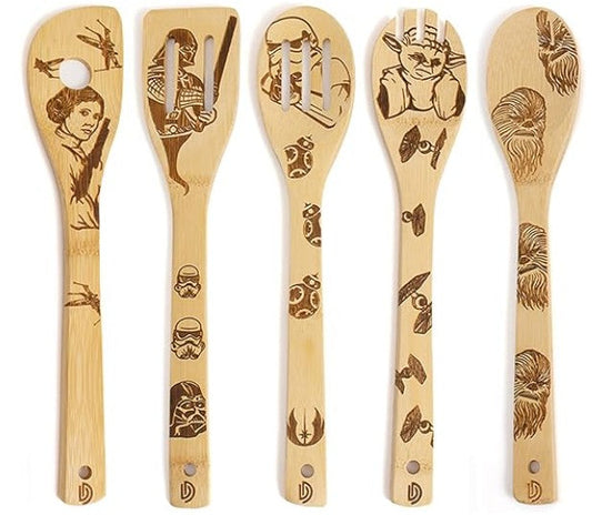 Star Wars Cooking Utensils - Natural Bamboo Wood 5-Piece Kitchen Set