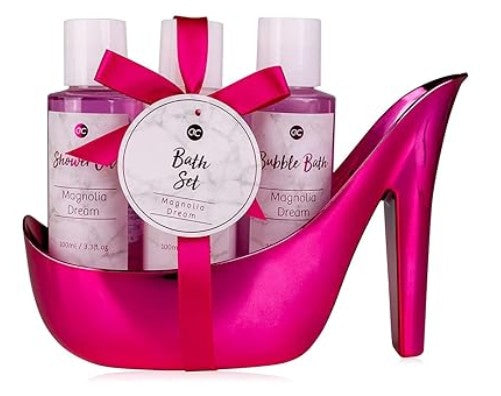 Accentra Marble Pink Bade- und Körperpflegeset - Magnolia Dream in elegantem High Heel Pumps (4-teilig)