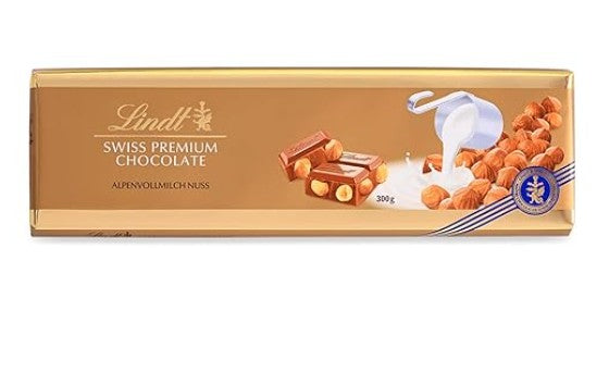 Lindt Milchschokolade mit ganzen Haselnüssen – 300-g-Tafel