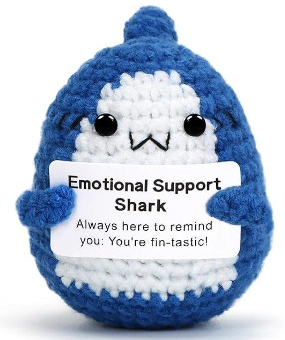 Positive Shark Pocket Hug - Handmade Crochet