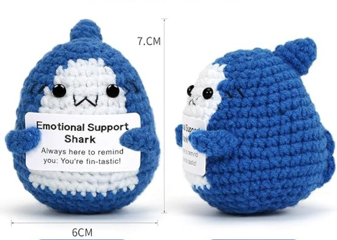 Positive Shark Pocket Hug - Handmade Crochet