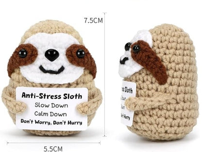 Positive Sloth Pocket Hug - Handmade Crochet Stress Relief Gift