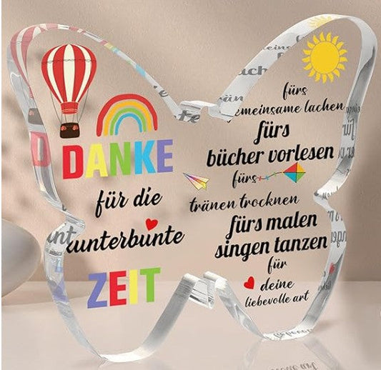 Danke Lehrerin/Lehrer – Dekoratives Acrylschild in Schmetterlingsform als Geschenk