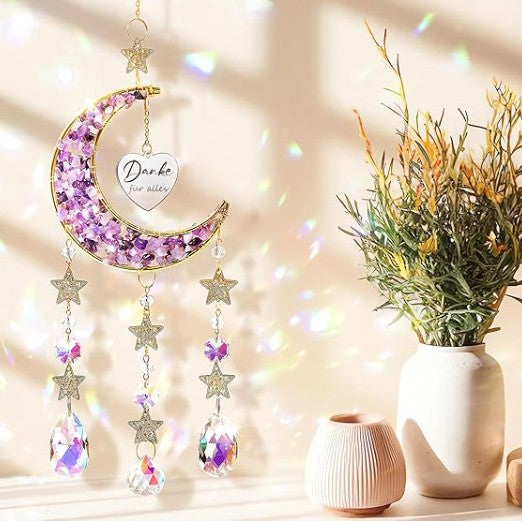 Dankeschön-Mondkristall-Sonnenfänger – Amethyst-Fensterdekoration, Geschenk für Lehrerinnen und Frauen