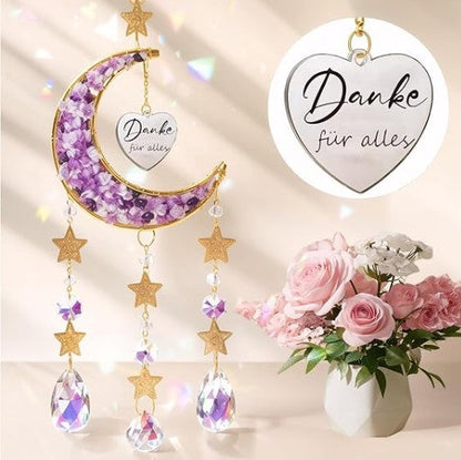 Thank You Moon Crystal Suncatcher - Amethyst Window Decoration Gift for Teachers & Women