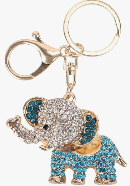 Elephant Rhinestone Keyring - Crystal Purse Charm & Bag Pendant Gift for Women