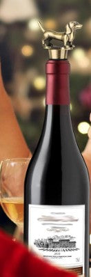 Dachshund Wine Bottle Stopper - Christmas Gift with Festive Packaging & Card Bronze Sausage Dog