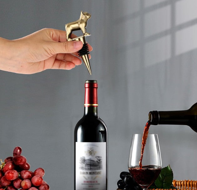 French Bulldog Wine Stopper - Bronze Dog Gift with Gift Box & Card for Wine Lovers