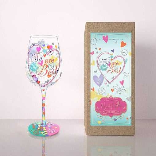 Wine Lover's Luxury Gift Box - Wine Stopper, Spa Set, Hand-Painted Glass & Lindt Chocolate